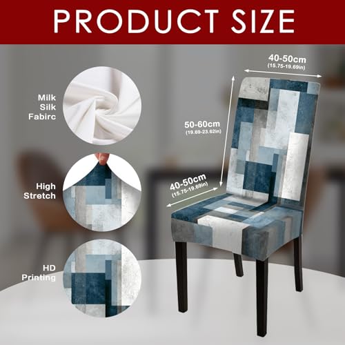 Image of Nuxovilar 6PCS Blue Gray White Geometric Square Stretch Covers