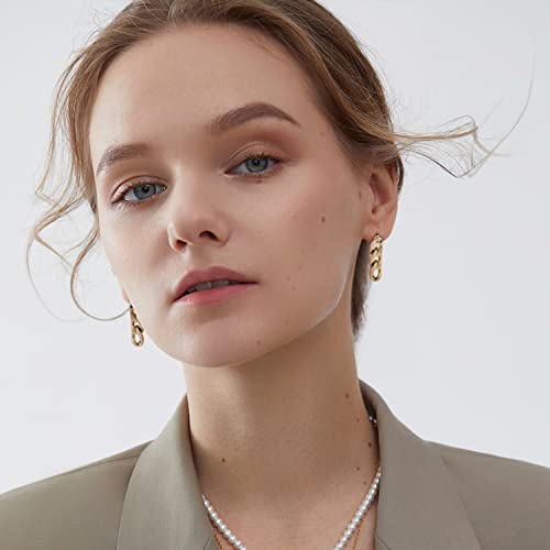 14K Thick Gold Dangle Small Earrings Link Chain Jewelry Hypoallergenic For Women Girls… #TOP2