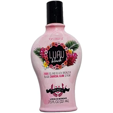 Tan Asz U LUAU BLACK 200X Black Bronzer 7.5 oz smaller size. Charcoal Glow serum Tanning Bed Lotion Cover