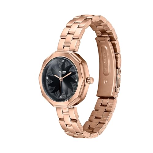 Image of Sonata Poze 9 with Quartz Analog Grey Dial IPRG Strap Watch for Women - SP80180WM01W