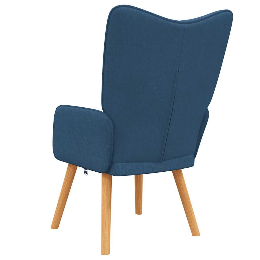 Sedia Relax Blu in Tessuto imbottita con braccioli, struttura acciaio e gambe legno massello, dimensioni 61,5x69x95,5 cm, poltrona ergonomica reclinabile per soggiorno, ufficio, camera