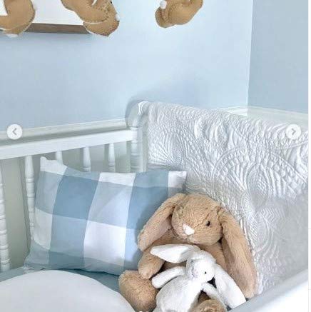 blue gingham crib bedding