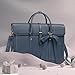 MOSISO Laptop Bag for Women, 15-15.6 inch PU Leather Laptop Shoulder Bags Convertible Backpack, 16 inch Messenger Bags Casual Handbag Work Briefcase Travel Computer Bag with Bowknot, Peacock Blue