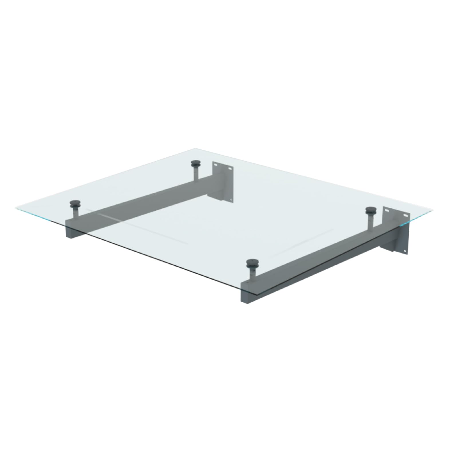 Glasvordach 1200 X 1000 mm, einfach, RAL 7016, 55,4 mm Glas, 30/60 mm Ausladung, Vordach, Türvordach, Haustürvordach, Farbloses Glas, Lackierte Balken: anthrazit