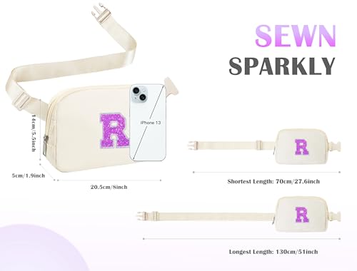Image of COSHAYSOO Initial Letter Fanny Pack for Girls Crossbody Purse, Personalized Birthday Gifts for 6 7 8 9 10 11 12 Year Old Girl Preteen Tweens Ivory Letter R