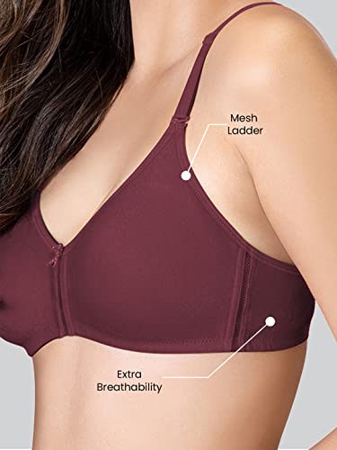 Image of Lyra Women's Cotton Non Padded Wire Free Seamless Bra Wine