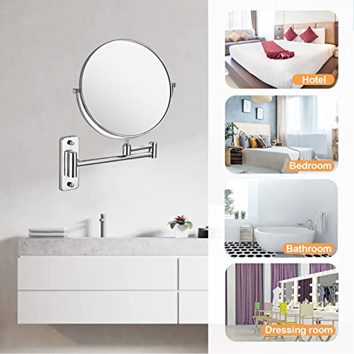 Srvnt Makeup Mirror, 360° Swivel Bathroom Shaving Wall-Mounted Magnifying Mirror Extendable Double-Sided Vanity Waterproof Shower Mirror/5Inch/3X #TOP5