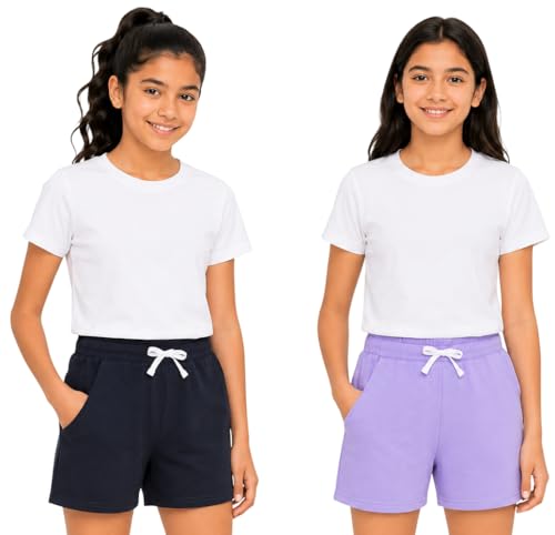Image of Cloth Theory Premium Cotton Shorts for Girls - Regular Fit Pocket Shorts for Girls Pack of 2