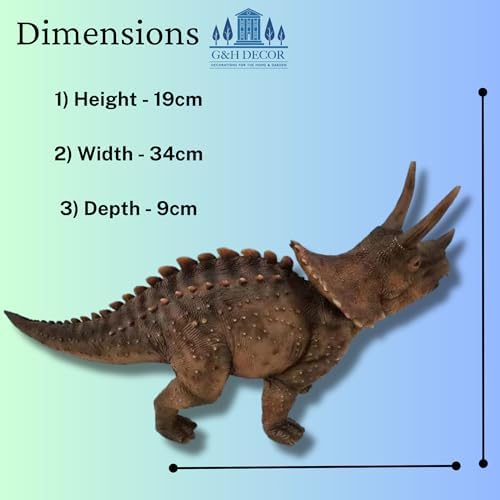 Garden & Home Decor  34cm Triceratops Resin Patio Statue - Hand Painted Jurassic Dinosaur Sculpture - Outstanding Detail Suitable for Indoor Outdoor Use - Frost and Fade Resistant Dino Lawn Ornament