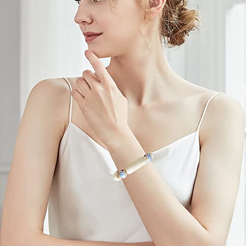 Sajidos Bamboo Tube Bangle Bracelets For Women Stacking Chunky Colorful Acrylic Beads Stretch Bracelets Friendship Summer Beach Bracelet Jewelry (A-Ivory) #TOP5