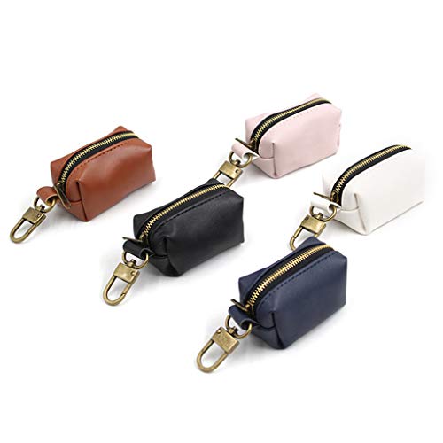 Image of Travel Outdoor Protable Dog Poop Bag Dispenser PU Leather Pouch Pet Puppy Cat Pick Up Poop Bag Holder Garbage Waste Bags Organizer - Waterproof and wear resistant (Coffee)