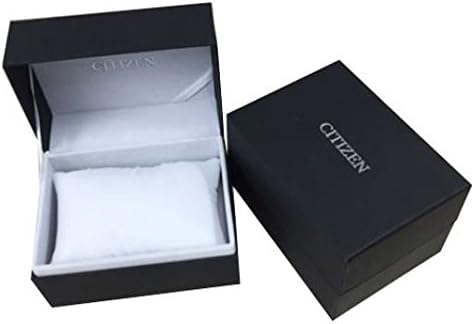 Black Citizen watch box, open with a white cushion inside, and a closed box next to it