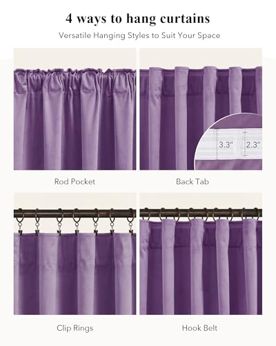 Image of Lavender Velvet Privacy Curtains for Nursery, W52xL84 inches, 2 Pcs | 300GMS Soft Back Tab Pinch Pleat Thermal Insulated Drapes for Nursery, Light Dimming, Elegant Decor, Backdrops, Wedding Party