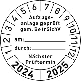 Dreifke® Aufkleber Prüfplakette, Aufzugsanlage geprüft gem. BetrSichV, weiß/schwarz, Folie, Ø 30 mm - Bogen = 10 Stk., Folie selbstklebend 10 Stk.