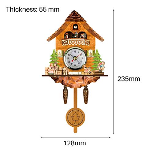 Miniatura 2 de Riuulity Reloj De Cuco De Madera Antiguo, Reloj De Pared Tradicional De Estilo Europeo Del Noroeste Con Péndulo De Campana Oscilante Automático Cm002