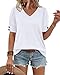 Womens Tops Short Sleeve Shirts with Buttons Spring Fashion Summer Outfits Plus Size White Blouses Dressy Casual Travel Essentials M