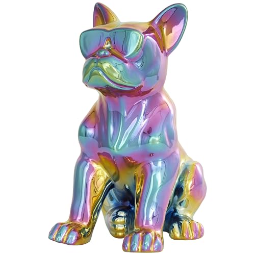 Escultura Decorativa de Bulldog Cerámico Multicolor 7"x10"x12"