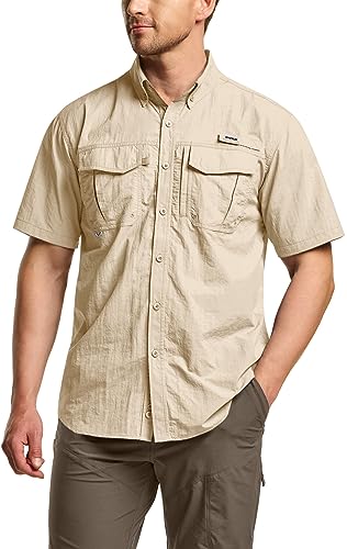 Tsla MOS22 Men'S Performance Fishing Shirt, Outdoor Recreation Short Sleeve Shirt cover