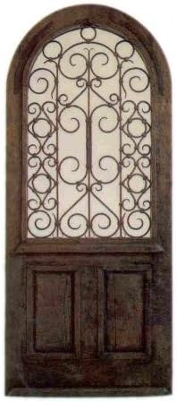 Traditional Authentic Mexican Cedar / Glass Single Door (Rounded Top) with Hinges, Handle and Jamb