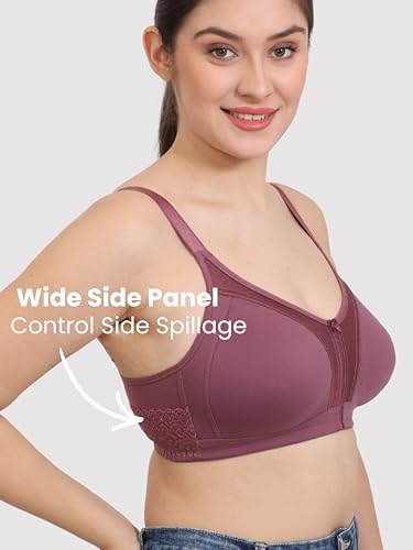 Image of GLAMORAS Women Cotton Spandex Non Padded & Non Wired Minimizer Everyday Bra| Structured for Bounce Control with Full Coverage & Broad Side Wings Prevents Side Spillage