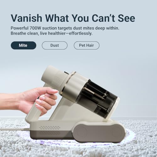 Image of OTEK MiteVanisher Mattress Vacuum Cleaner for Bed Sofa & Carpet | 700W 16000Pa Suction | UV Sterilization Hot Air Drying | 5 Stage Filtration Dust Mite & Hair Cleaner