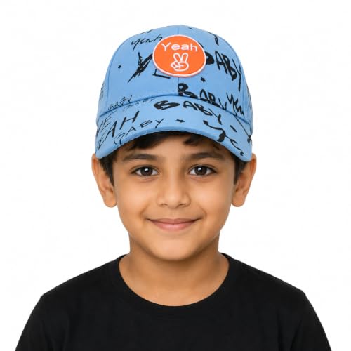 Image of VRITRAZ Unisex Kids Baseball Cap, Lightweight Adjustable Casual Sports Hat | for School, Travel and Outdoor Activities, Boys and Girls (4-12 Years)