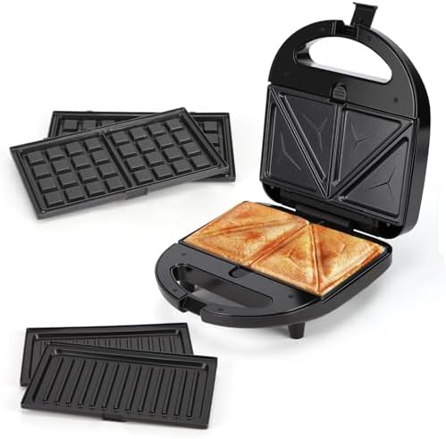Aigostar Sandwichera 3 en 1: Gofrera, Sandwichera y Parrilla Elec...