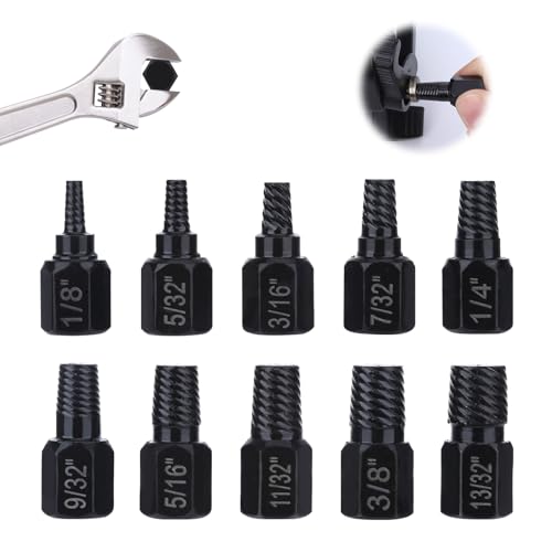EeYahYong 10 Pcs Hex Broken Bolt Extractor Kit Easy Out Stripped Screw Extractor