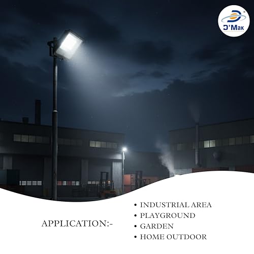 Image of D'Mak 100 Watt LED Flood Light Grey Body Down Chock Waterproof IP65 for Outdoor Purposes (2, White)