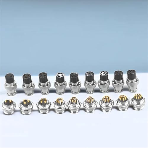 Conector de aviación GX20 2 pines macho hembra con tuerca chapada en oro 6
