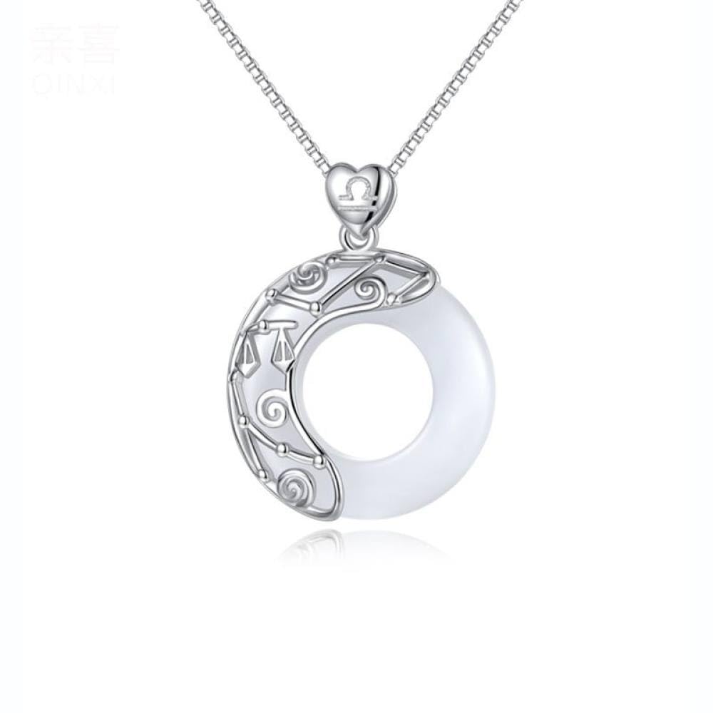 Feng Shui， Halskette aus Sterlingsilber, Sternzeichen für Frauen, Elegante Damen, natürlicher Jade-Kreis, chinesische Harmonie-Schnalle, Anhänger, Schmuck, Mädchen-Geburtstagsgeschenk