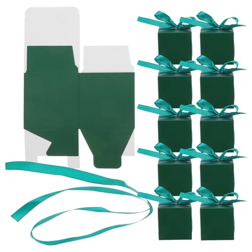 Boîtes à dragées mariage kraft vert LOORGVEL : lot de 50 petits coffrets carrés pour bonbons de fête