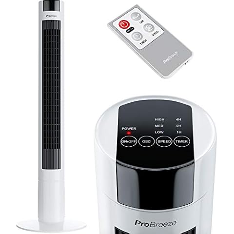 Pro Breeze Ventilador de Torre con Mando a Distancia y Temporizador - Blanco Cover