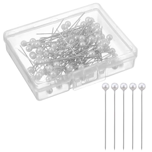 Nogeqi 200PCS Pearl Pins Floral Pins for Bouquet 1.5 Inches Straight Pin for Sewing Crafting DIY Crafts and Floral Arrangements (White)