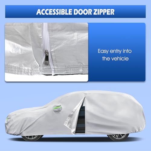 Image of Car Cover Custom Fit for Audi Q5 /SQ5 2009-2026, Migaven Waterproof Full Exterior Cover Sun Rain Protection with Door Zipper and Cotton Lining, Silver