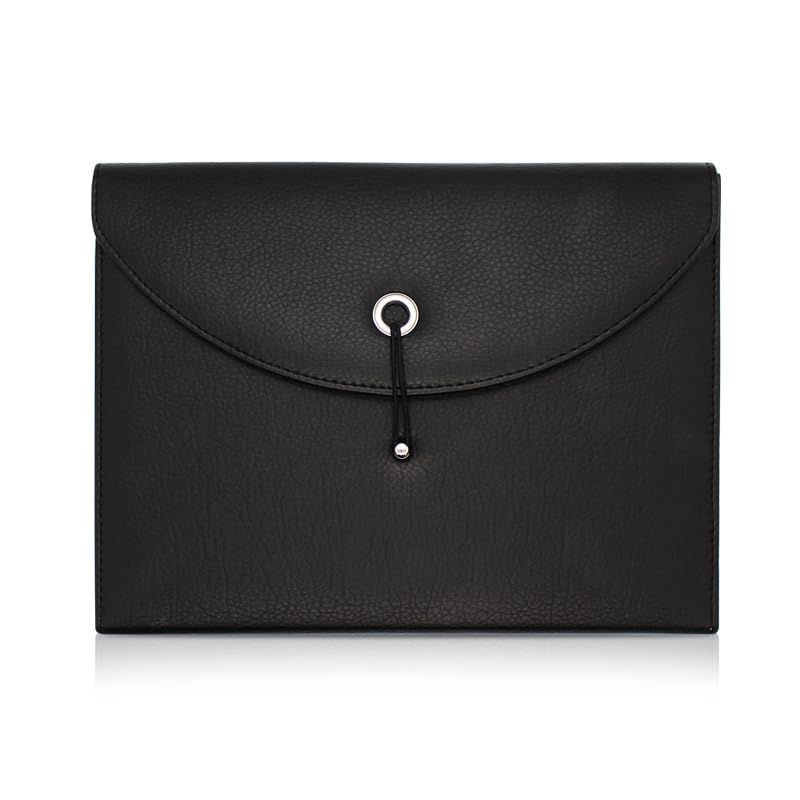 13 Pockets Expanding File Folder,A4 PU File Organizer Bag Briefcase Handcarry Case Organ Bag for Business,Office,School,Black