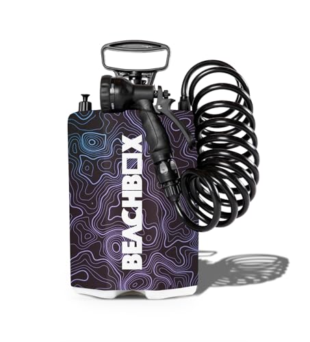 Tanque de Ducha Portátil BeachBox – Tanque Aislado de Agua Caliente y Fría para Camping, Playa y Aventuras al Aire Libre – Capacidad 1.3 Gal – Pistola de Ducha con Múltiples Modos de Disparo – Fácil de Llenar y Transportar miniatura 1