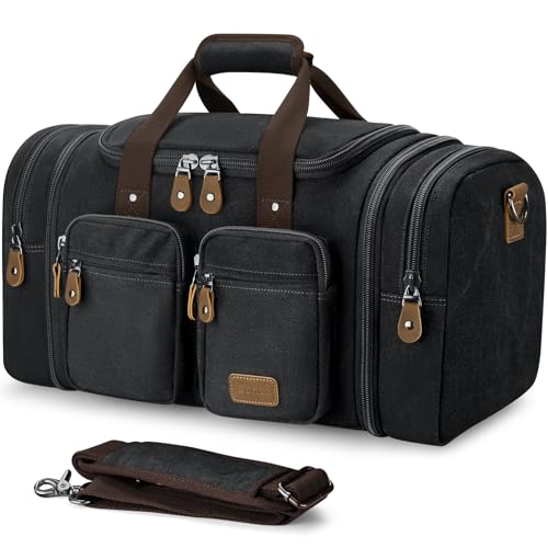 Gonex Canvas Duffle Bag 60L Water-Resistant, Wet Dry Pocket