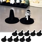 Black Velvet Ring Display Stand, 10PCS Ring Holder and Organizer, Jewelry Display Stand for Storage