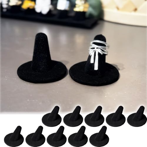 Black Velvet Ring Display Stand 10PCS Ring Holder and Organizer Jewelry Display Stand for Storage