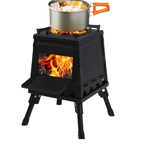 Estufa de Leña Portátil y Plegable para Tienda de Campaña - Pequeña para Barbacoa, Agua Hirviendo y Cocinar Estufa de Leña Portátil y Plegable para Tienda de Campaña - Pequeña para Barbacoa, Agua Hirviendo y Cocinar