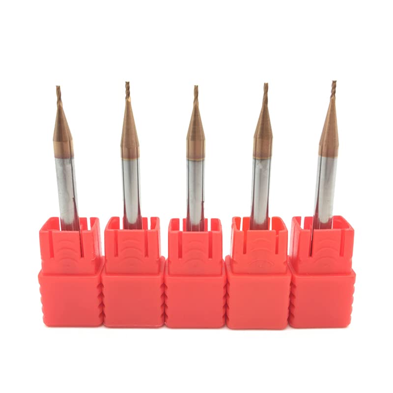 5Pcs 1mm 1.5mm 2mm 2.5mm 3mm 4mm HRC60 50L 4Flute Flat End Mill Solid Carbide Spiral Straight Shank Endmill For Wood CNC Cutter - (Dimensions: D1.5x50L)