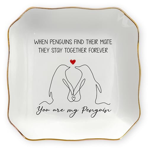 OASSIE Regalos para parejas para hombres y mujeres, día de San Valentín, Navidad, regalos de cumpleaños para él, ella, bandeja de porcelana para joyas, 4 x 4 pulgadas