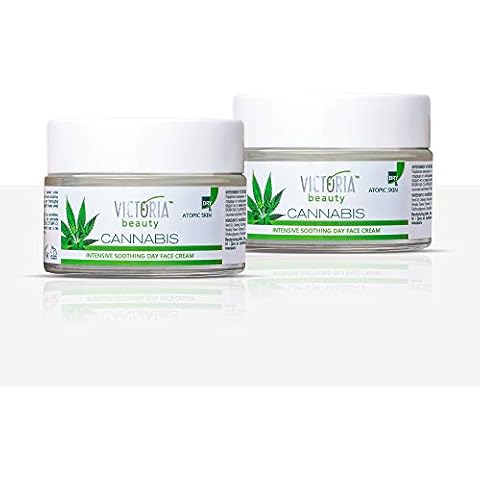 CANNABIS EXTRACT DAY FACE CREAM - INTENSIVE CREAM WITH ORGANIC HEMP OIL FOR DEEP NOURISHMENT - SUPER MOISTURISER FOR SENSITIVE SKIN (2 * 50ml) Cover