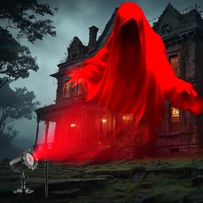 Halloween Projector Lights Outdoor, 3D Dynamic Ghost Spider, Halloween Hologram Projector, Waterproof Halloween Light Projector for Window, Ground, Roof, Wall,Cemetery, Halloween Decor (Ghost)