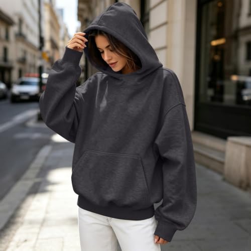 Funnel Neck Hoodie Women Oversized Mock Neck Sweatshirt Fall Clothes | Cotton Comfort Cute Oversized Hoodie, Fleece Fall Lightweight Comfy Kangaroo Pouch Hoodie,Drop Shoulder Long Sleeve Pullover - image 4