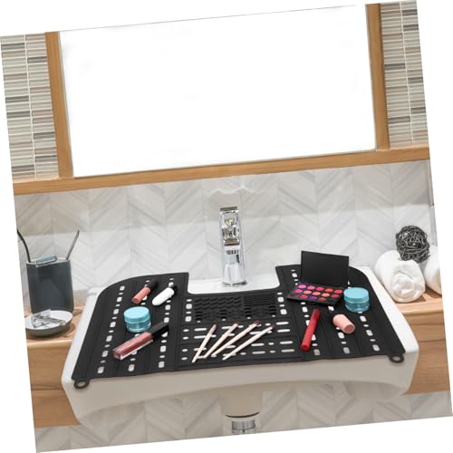 Cubierta de lavabo de silicona UKCOCO 55x43cm plegable y negra con drenaje 4