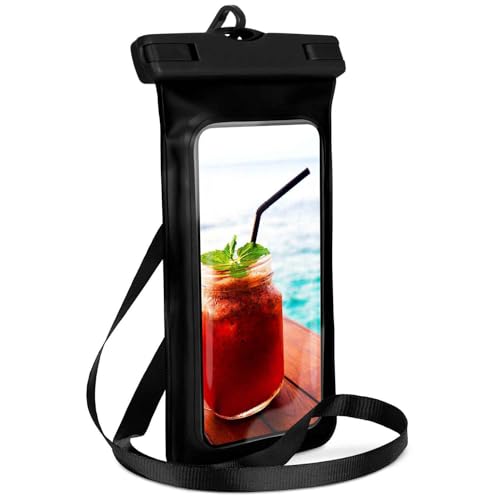 ONEFLOW Carcasa impermeable para HTC One M8 / M8s, ventana táctil y cámara + correa para colgar, color negro