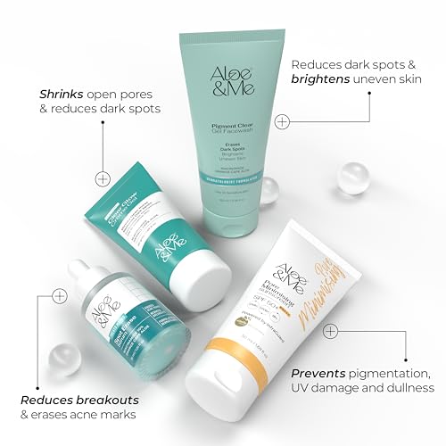 Image of Aloe&Me 4-Step Pigment Clear Kit, Dermatologist-Formulated Skincare Set for Dark Spots and Uneven Skin Tone