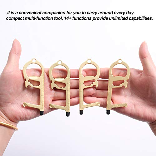 4 PCS 14-in-1 Keychain Knife,Pocket Multitool,Bottle Opener,Key Knife,Non-Contact Door Opener,Box Cutter,Multi Wrench Tool,Suitable For Hands-free Door Opening,Box Opening,Cash Machine,Daily Life Use - Thumbnail 6